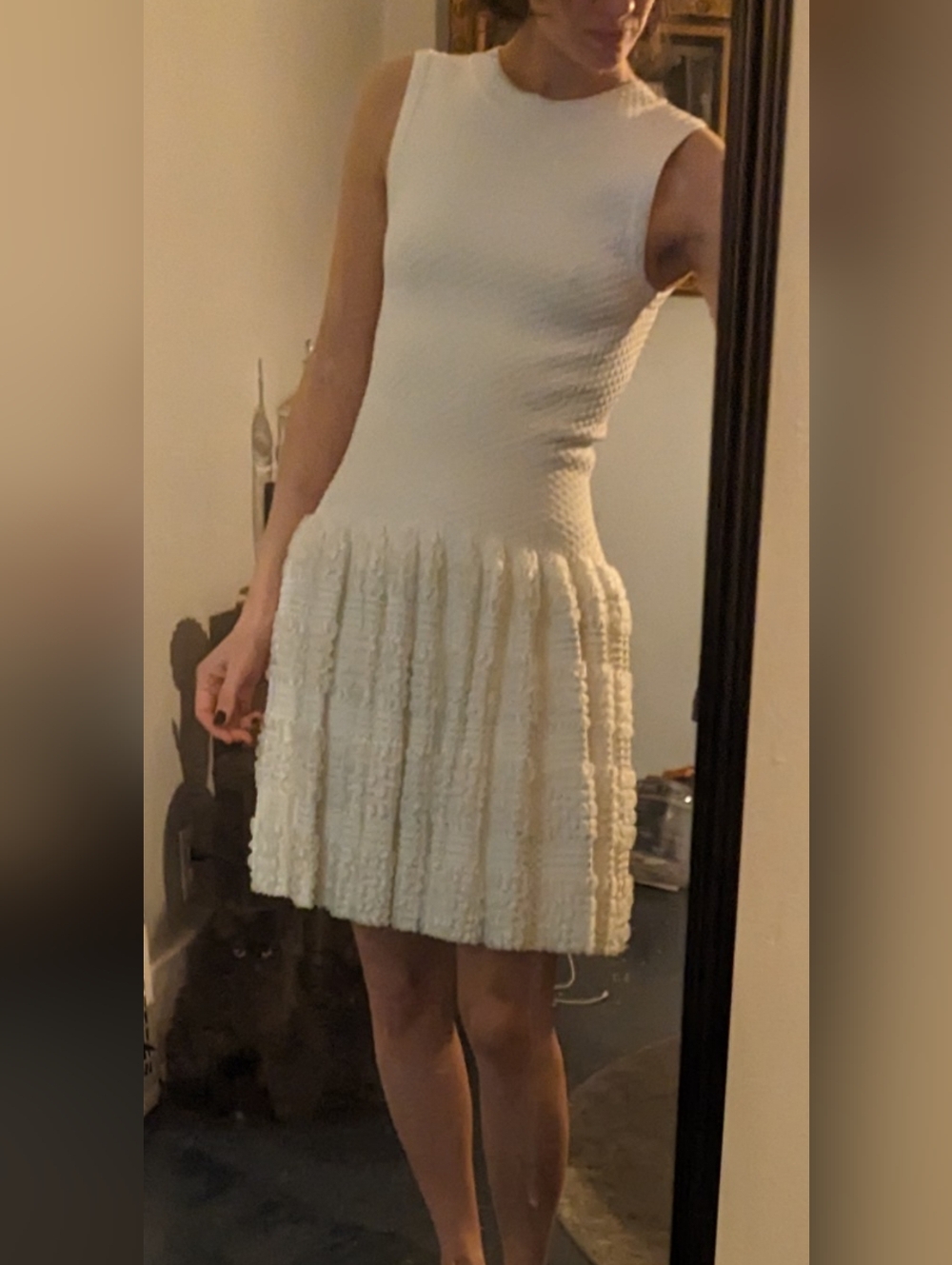 Alaïa White Textured Sleeveless Midi Dress Size 38
